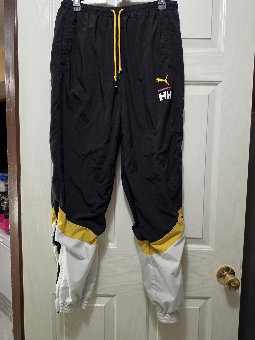 Puma Men Black, Yellow & White Track Pants